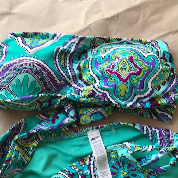 NWT Aerie paisley one shoulder bandeau bikini Set - Picture 2 of 4